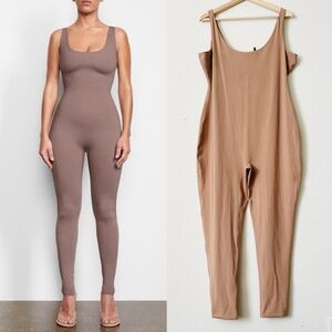 Skims 3X All In One Scoop Neck Sleeveless Jumpsuit in beige nude